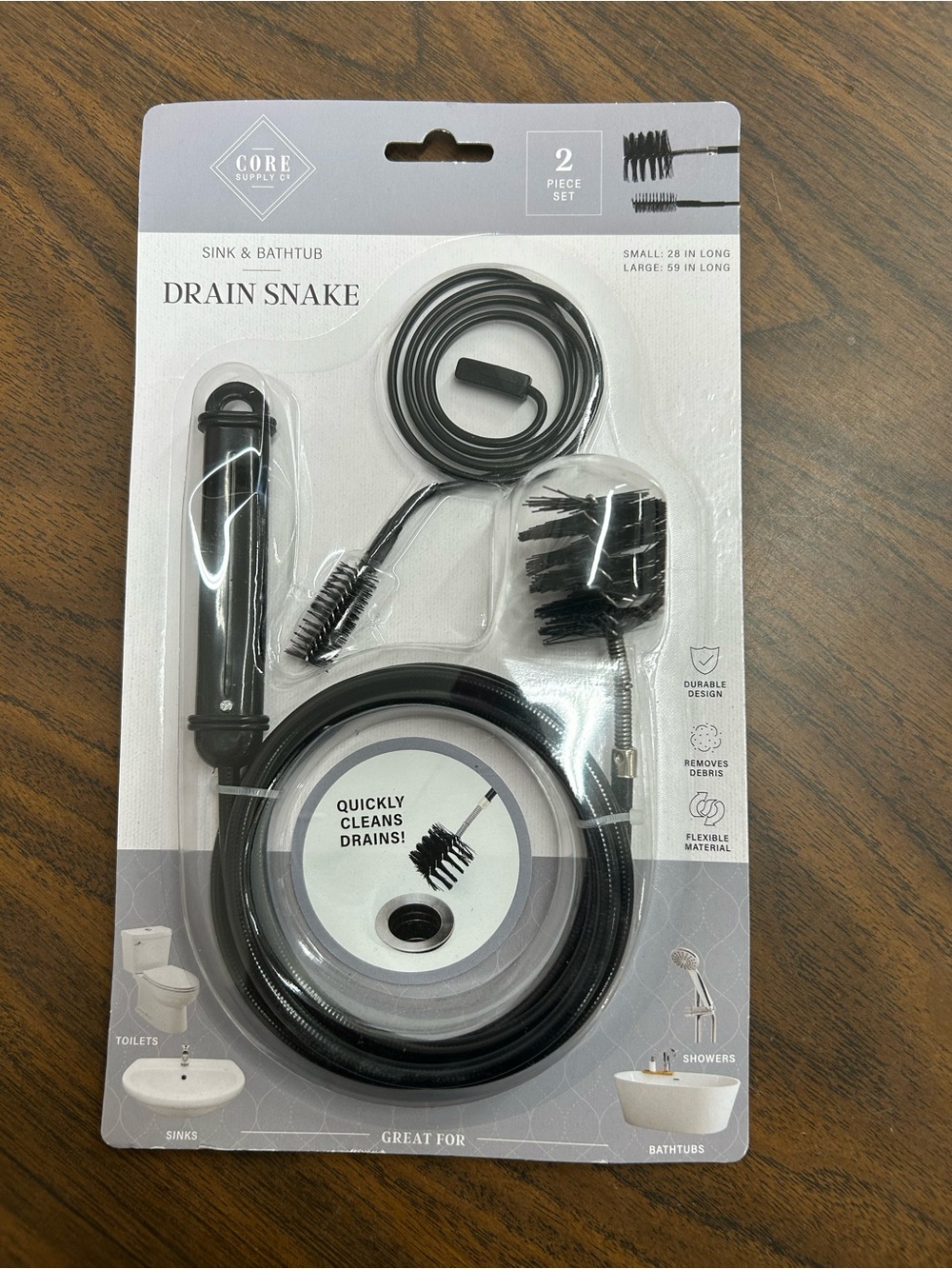 New Core Home 2 Piece Black Drain Snakes for Sink & Bathtub